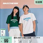 skechers斯凯奇短袖情侣款2024男女，速干运动t恤美式黑色圆领上衣