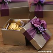 空盒定制2023创意婚礼喜糖盒，铁盒结婚喜糖盒，紫色磨砂马口铁糖盒子
