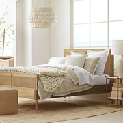 美式乡村实木床双人床，主卧大床1.8米藤床，1.5米简约欧式小户型家具