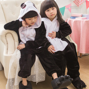大熊猫衣服儿童人偶服装法兰绒睡衣男童连体珊瑚绒女童动物演出服