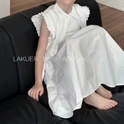 拉酷儿LAKUER韩国2023夏季女童纯棉洋气小披肩儿童甜美无袖公主裙
