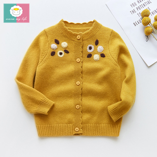 韩版婴幼儿羊绒开衫宝宝圆领单排扣毛衣宝宝手工编织针织衫洋气