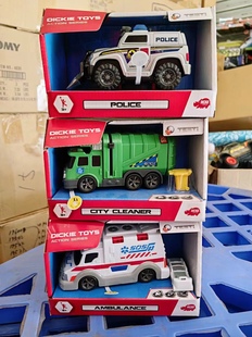 出口德国迪奇DICKIE声光工程车警车拖车消防车垃圾车儿童玩具