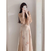 新中式轻国风禅意女装今年流行漂亮套装裙绝美吊带连衣裙子两件套