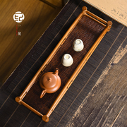竹编茶托盘干泡茶盘茶桌家用小茶台办公桌上茶具飘窗可移动茶杯架