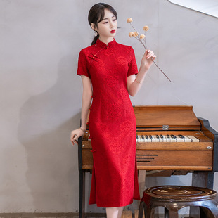 新中式改良旗袍敬酒服回门新娘连衣裙大码女装2023年红色夏季