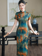 新中式旗袍2024年改良气质，长款妈妈平时穿传统版中国风连衣裙