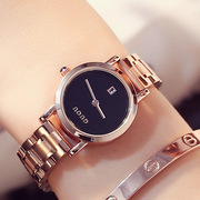 表带日历士手表简约玫瑰，合金小号表盘，女钢带石英时尚圆形国产腕表