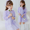 韩国童装2023春款女童连衣裙紫色亮片纱裙泡泡袖公主裙洋装中长裙