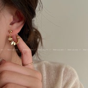 金属方块链条耳环小众设计感高级耳钉2023复古气质耳饰女
