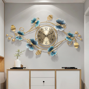 时尚创意家用挂钟客厅轻奢艺术，时钟新中式餐厅，钟表蝴蝶兰个性挂表
