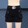 迷彩工装夏季户外短裤女弹力黑色高腰修身显瘦休闲运动多口袋薄款