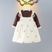 女童连衣裙秋冬时髦2件套裙公主，裙洋气裙子套装3女宝宝一周岁礼服