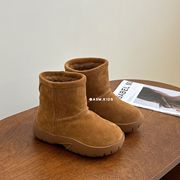韩国童鞋2023冬季儿童保暖靴子女童网红套脚，加厚雪地靴童棉靴