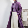 2023韩版紫色通勤双面羊绒羊毛，呢子大衣女，中长款保暖毛呢外套加厚