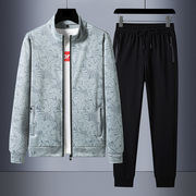 春秋季两件套运动套装男休闲宽松时尚运动服大码开衫两件套