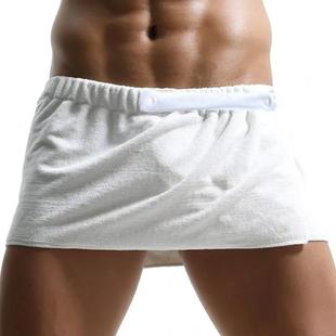 男士短款浴巾短裤家用吸水可穿式毛巾裤，沙滩性感浴裙珊瑚绒防走光