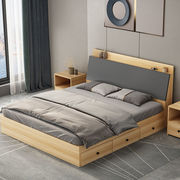 现代简约榻榻米床1.2米1.5米双人床1.8米板式高箱床储物床收纳床