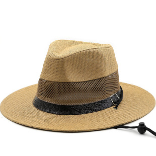 亚马逊男女士加密五分草草帽礼帽爵士帽太阳帽户外镂空遮阳沙滩帽