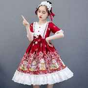 洛丽塔女童装夏季短袖lolita公主，裙洋装印花表演服中大童