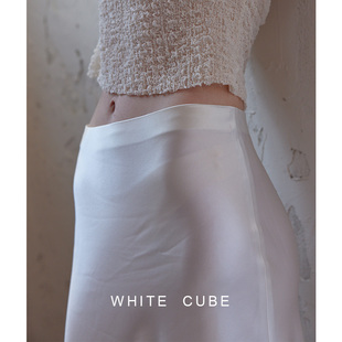 whitecube高端进口醋酸纤维缎面，真丝流光高腰长裙鱼尾半身裙子女