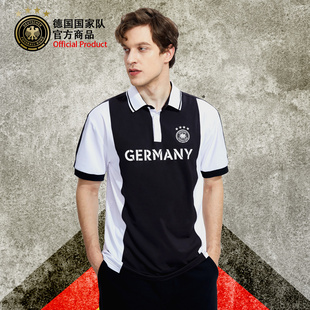 德国国家队商品丨经典黑白复古翻领POLO透气运动休闲短袖