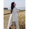 韩国米白色双面羊绒大衣女，冬季温柔风氛围感中长款羊毛呢外套