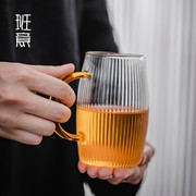 班意 防爆水杯耐热玻璃杯条纹加厚酒杯创意水杯果汁杯简约ins风