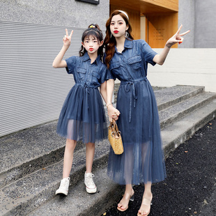 网红亲子装母女装洋气网纱2025新款潮夏季显瘦韩版时尚夏装连衣裙