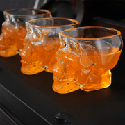 双层玻璃酒杯洋酒威士忌创意，红酒鸡尾酒个性骷髅头酒瓶伏特加酒杯