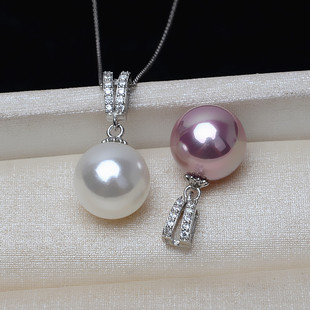贝壳淡水珍珠吊坠项链s925纯银气质单颗贝珠项坠子，韩国女百搭饰品