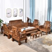 红木家具鸡翅木沙发中式实木客厅古典沙发原木整装小户型三人座
