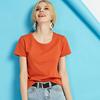 橘色t恤女短袖2024年夏天纯棉，欧洲站纯色欧货半袖橙色上衣