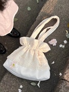 白色托特包包女式2024春夏季小众设计师大容量拼接单肩锦囊包