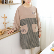 围裙韩版时尚可爱家用厨房罩衣防水防油反穿衣家居长袖围裙工作服