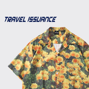 TRAVEL ISSUANCE 与浪漫为伍 古着vintage花卉满宽松情侣短袖衬衫