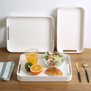 简约ins家用长方形托盘塑料创意白色托盘茶盘水果盘蛋糕面包盘