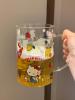 hellokitty玻璃杯透明马克杯啤酒，kt猫菠萝杯，咖啡杯饮水杯果汁杯