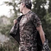 欧美高端户外狩猎系列仿生伪装迷彩运动速干透气短袖男士大码T恤