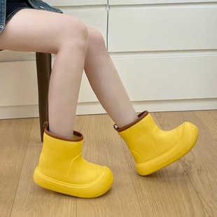 韩版时尚网红撞色雨鞋夏季户外水鞋防滑短筒网红防水软底亲子雨靴