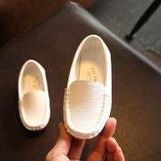 男童豆豆鞋2023宝宝一脚蹬，英伦风小童，软底单鞋儿童白色休闲皮鞋