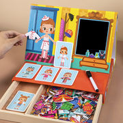 女孩换装磁性拼图画板，3到6岁儿童多功能，益智玩具公主换衣服磁力贴