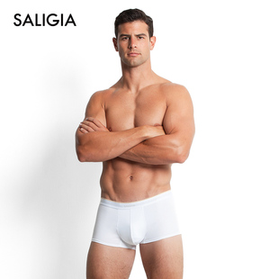 saligia撒利加经典纯色莫代尔，棉冰丝性感中腰男士，男生平角内裤3条