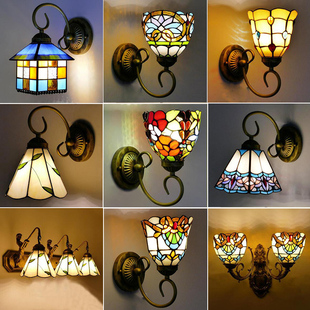 欧式地中海创意壁灯，美式乡村柳叶灯饰，卧室床头灯浴室卫生间镜前灯