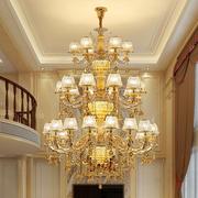 别墅复式楼客厅大吊灯楼梯挑空跃层，大厅loft楼中楼长欧式水晶灯具