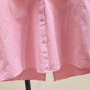 玫粉色设计感小众衬衫女士202y3春韩版宽松开叉衬衣别致上衣