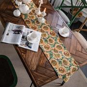 美式波西米亚民族风桌旗美式乡村向日葵提花餐旗装饰床旗布艺餐