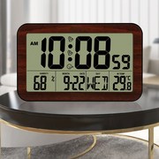 客厅电子时钟夜光挂钟数字钟表，台式温湿度闹钟简约创意桌面家用