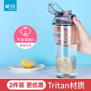 茶花tritan便携弹盖耐高温水壶运动水杯男女生儿童塑料水瓶随手杯