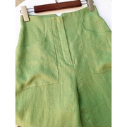 日系亚麻绿色宽松镰裤女2023年薄款小众高端设计显瘦阔腿长裤子